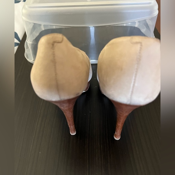 Enzo Angiolini "EaSully" Nude Leather Peep Toe Pumps 9M - Picture 6 of 11